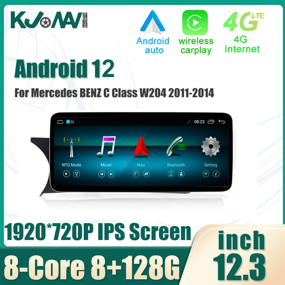 

12.3 Inch For Benz C W204 2011-2014 Android 12 Touch Screen Car Accessories Auto Carplay Video Radio Monitors Multimedia Player