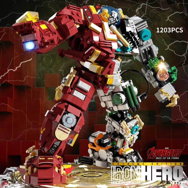 

Marvel Movie Avengers Iron Hulkbuster War Building Blocks Transforming Robot Toys Children Gifts Compatible