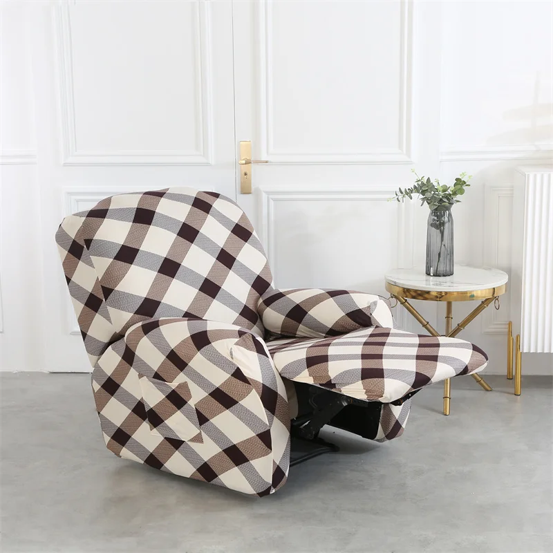 

New Solid Color Split Recliner Cover Recliner Sofa Cover Living Room Geometric Printing Sofa Sofa Armchair Cover Elastic