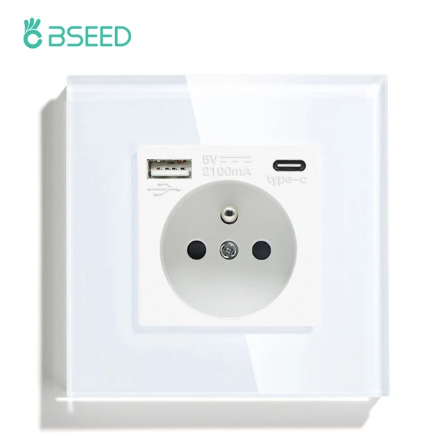 

Розетки BSEED с USB, стеклянная рамка