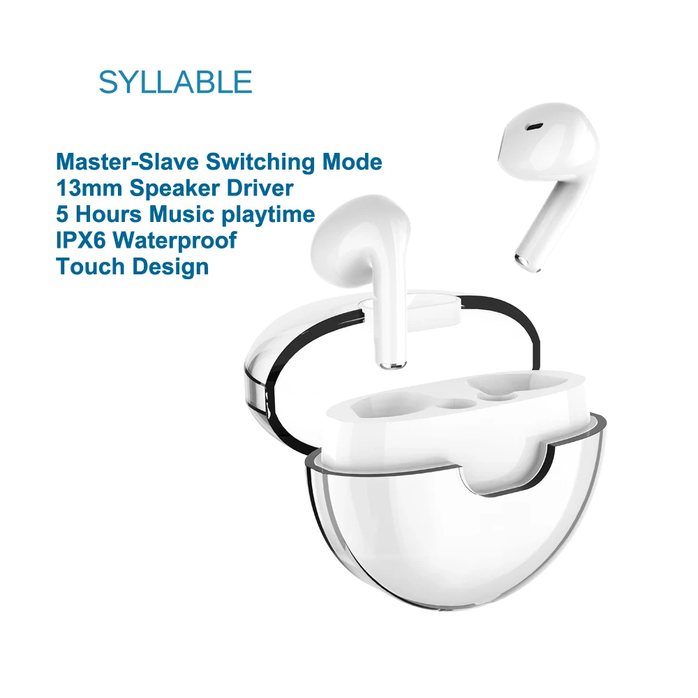 

New Touch SYLLABLE J9 TWS Earphones 5 hours True Wireless Stereo Earbuds Master-Slave Switching Mode Headset Touch Syllable J9