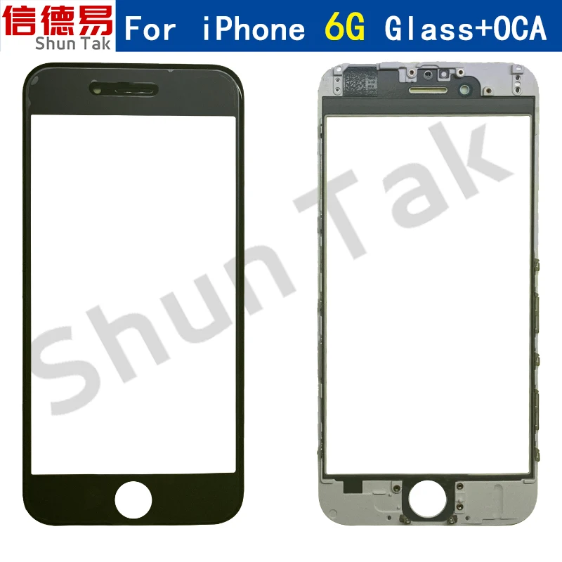 

Внешнее стекло для iPhone 6G Запчасти без дисплея только стеклянная линза сенсорного экрана + передняя рамка + инструменты OCA
