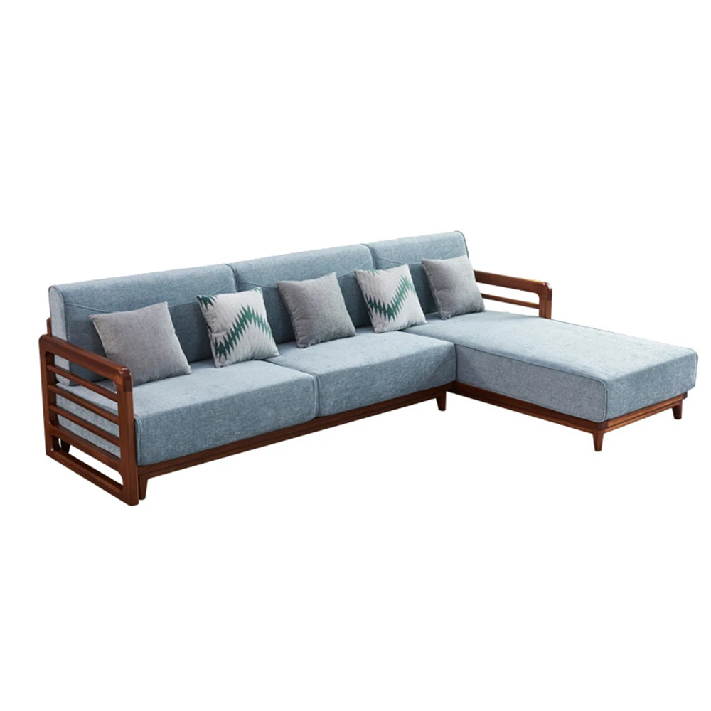 

L-Type Sofa Living Room Furniture Yellow Sandalwood Angle Of Rotation Sofa New Chinese Style Small Apartment
