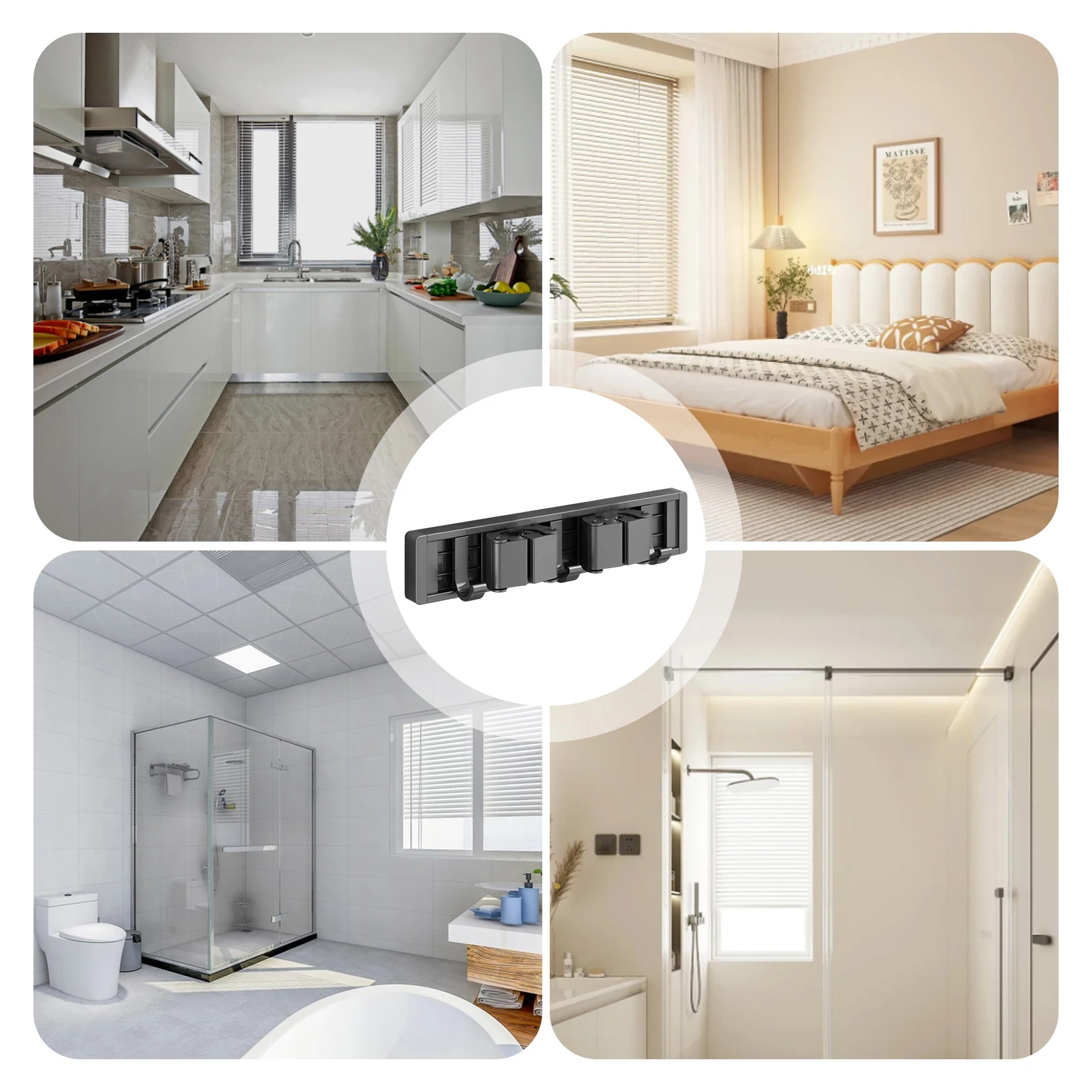 Настенный держатель для швабры вешалка метлы зажим щеток с 3 крючками стойка