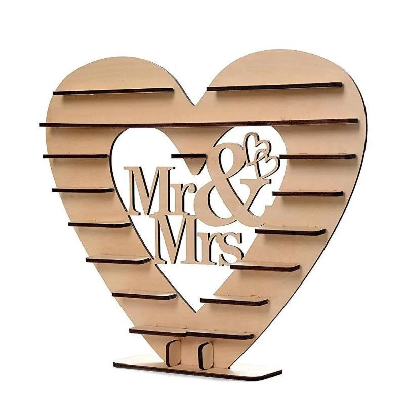 

1pcs Wedding Wooden Ornaments Mr&Mrs Chocolate Stand Display Candy Cupcake Desserts Holder Home Birthday Decoration Supplies