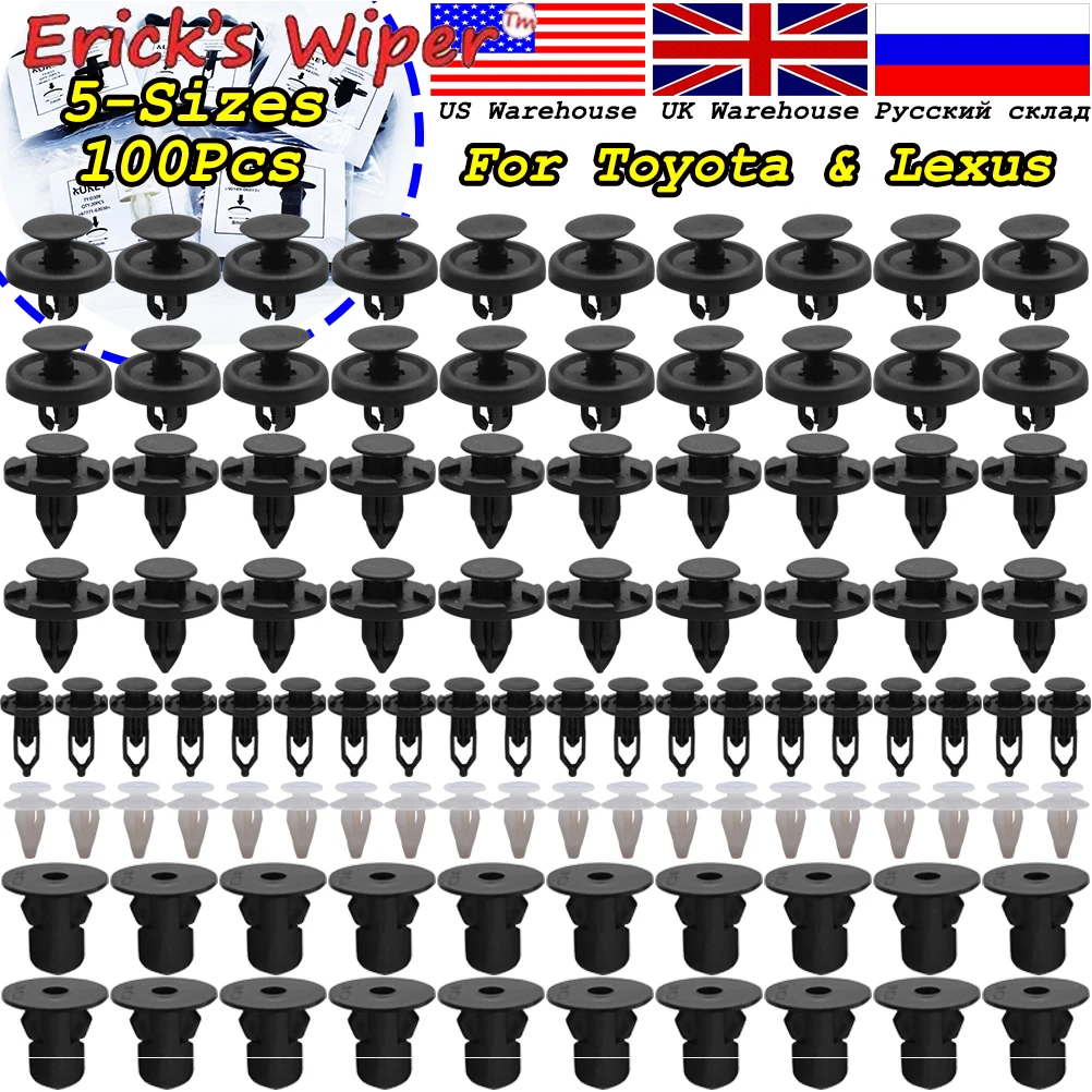 

Erick's Wiper 100x Car Trim Panel Clips Bumper Hood Mud Flaps Fastener Push Rivets For Toyota Corolla RAV4 Avensis Lexus IS RX