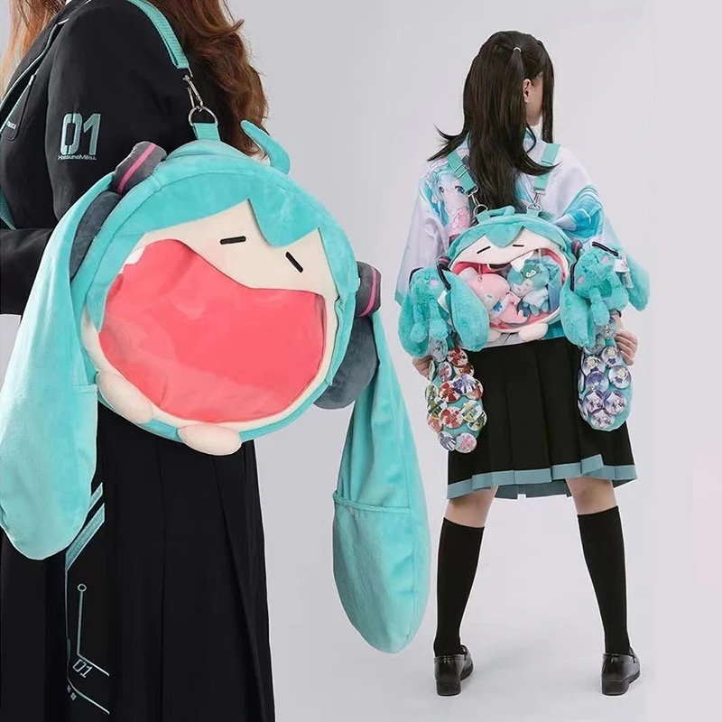 

Kawaii Hatsune Miku Cartoon Shoulder Bag Painful Packet Cute Anime Girl Plush Backpack Knapsack Student Bag Kids Gifts Toys
