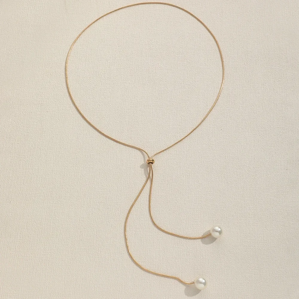 Модные искусственные жемчужные ожерелья для женщин Длинная кисточка тянущаяся