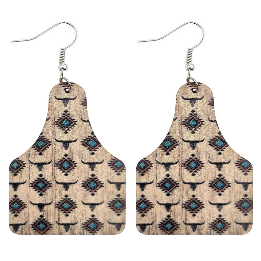 Женские серьги из искусственной кожи Винтажные натуральной с принтом головы