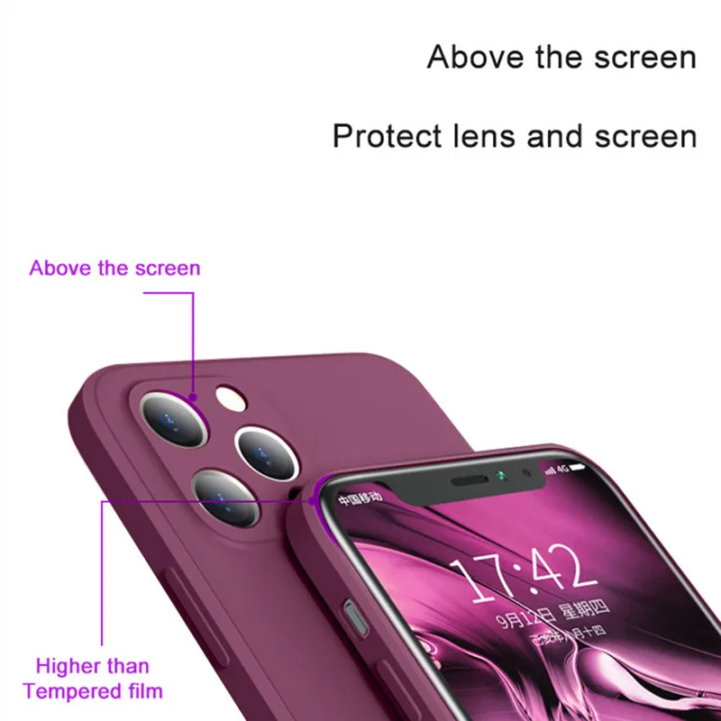2021 Square Liquid Silicone Phone Case On For iPhone 11 12 13 14 Pro Max Mini XS MAX X XR 7 8 PLUS SE Back Full Ultra Soft Cover