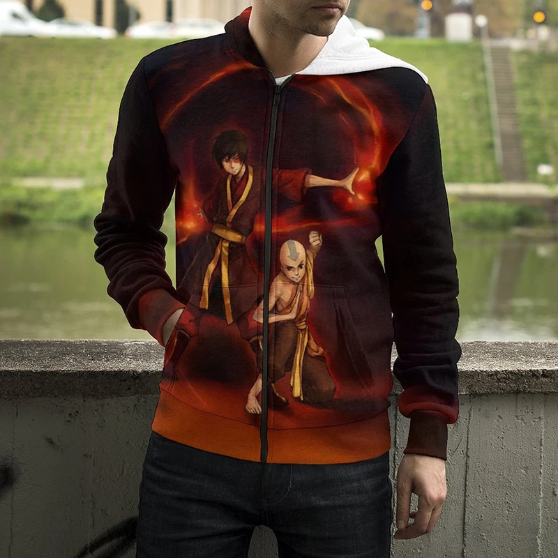 

Manga Anime Avatar The Last Airbender Zip Up Hoodies Men Women Cartoon 3D Print Sweatshirts Fashion Casual Zip Hoodie Clothes