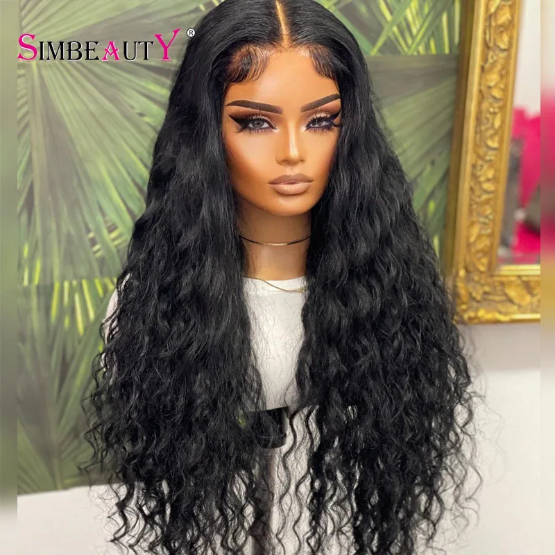 

26Inches Long Jet Black Natural Wave 180Density Glueless 13x6 Deep Part Lace Front Human Hair Wigs for Women Pre Plucked 360 Wig