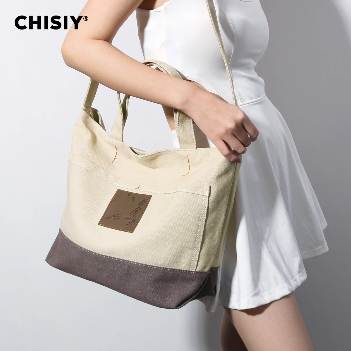 Chisiy Женская Большая Холщовая Сумка-тоут Белая Сумка На Плечо