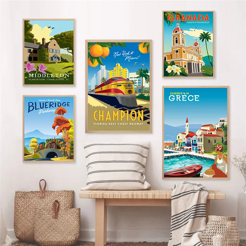 Норвежский Амальфи, Италия, Греция, Мексика, путешествия, печать, художественный холст, плакат для гостиной, украшение для дома, Настенный декор, картина