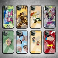 crayon shin chan phone case tempered glass for iphone 13 12 11 pro mini xr xs max 8 x 7 6s 6 plus se 2020 cover