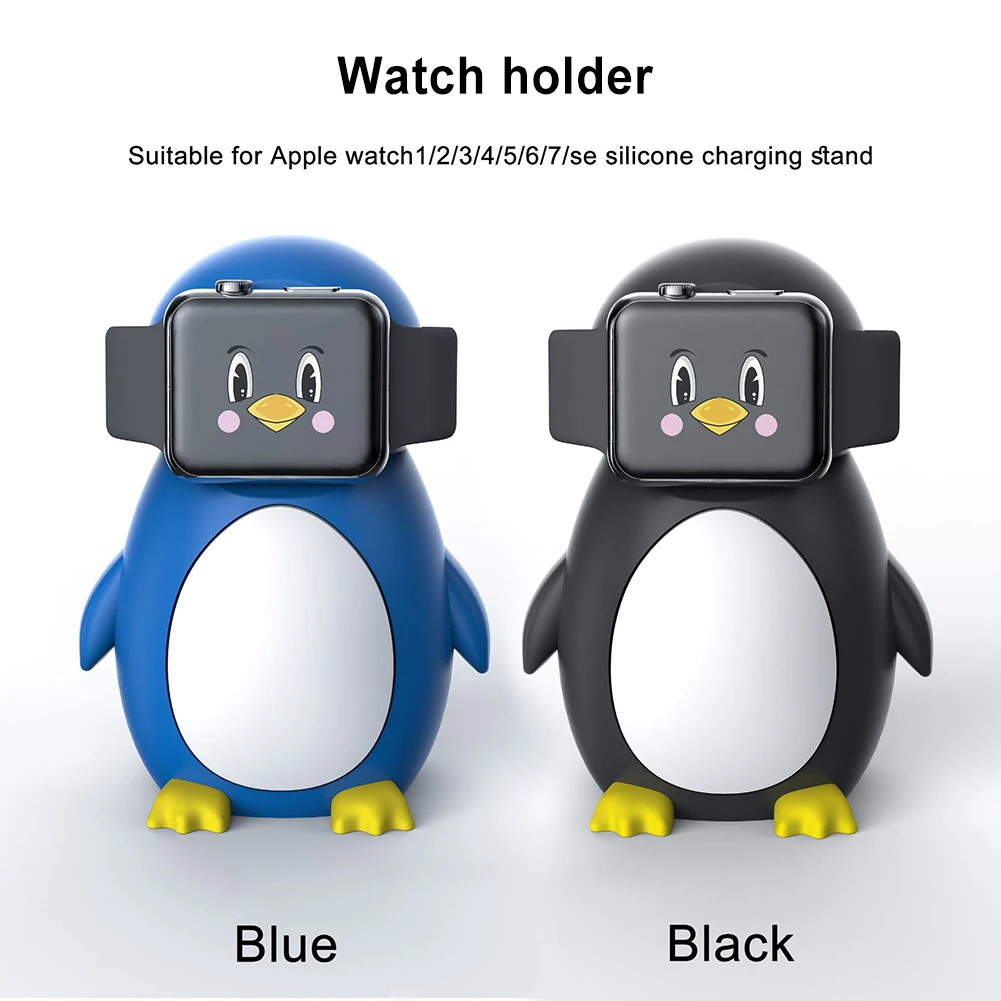 

Silicone Charger Stand for Apple Watch 7 6 5 4 3 2 1 SE Cartoon Penguin Charging Dock Holder for iWatch 45/38mm Desktop Station