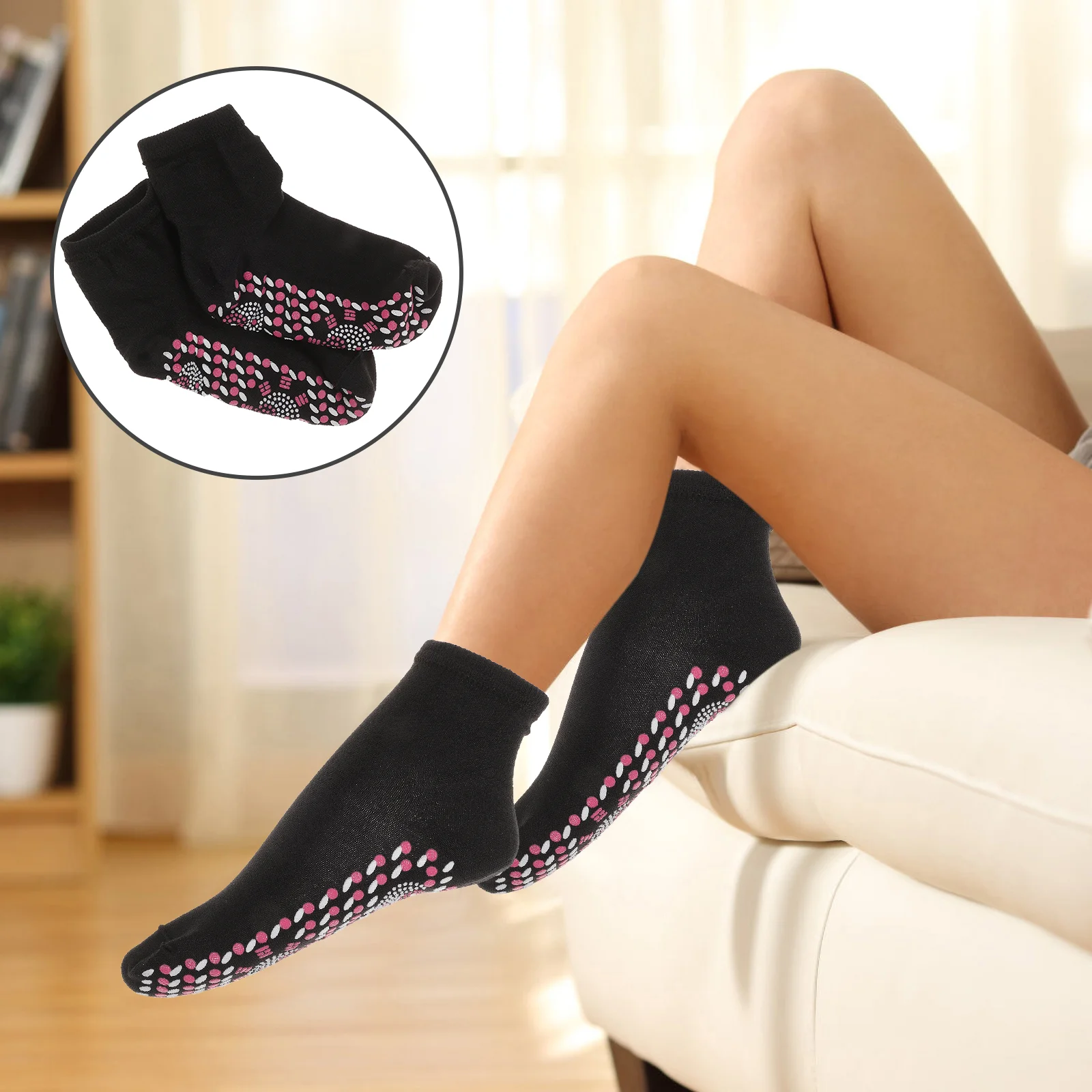 Носки с подогревом тапочки терапия здоровье магнитная сила дом белый мужчина