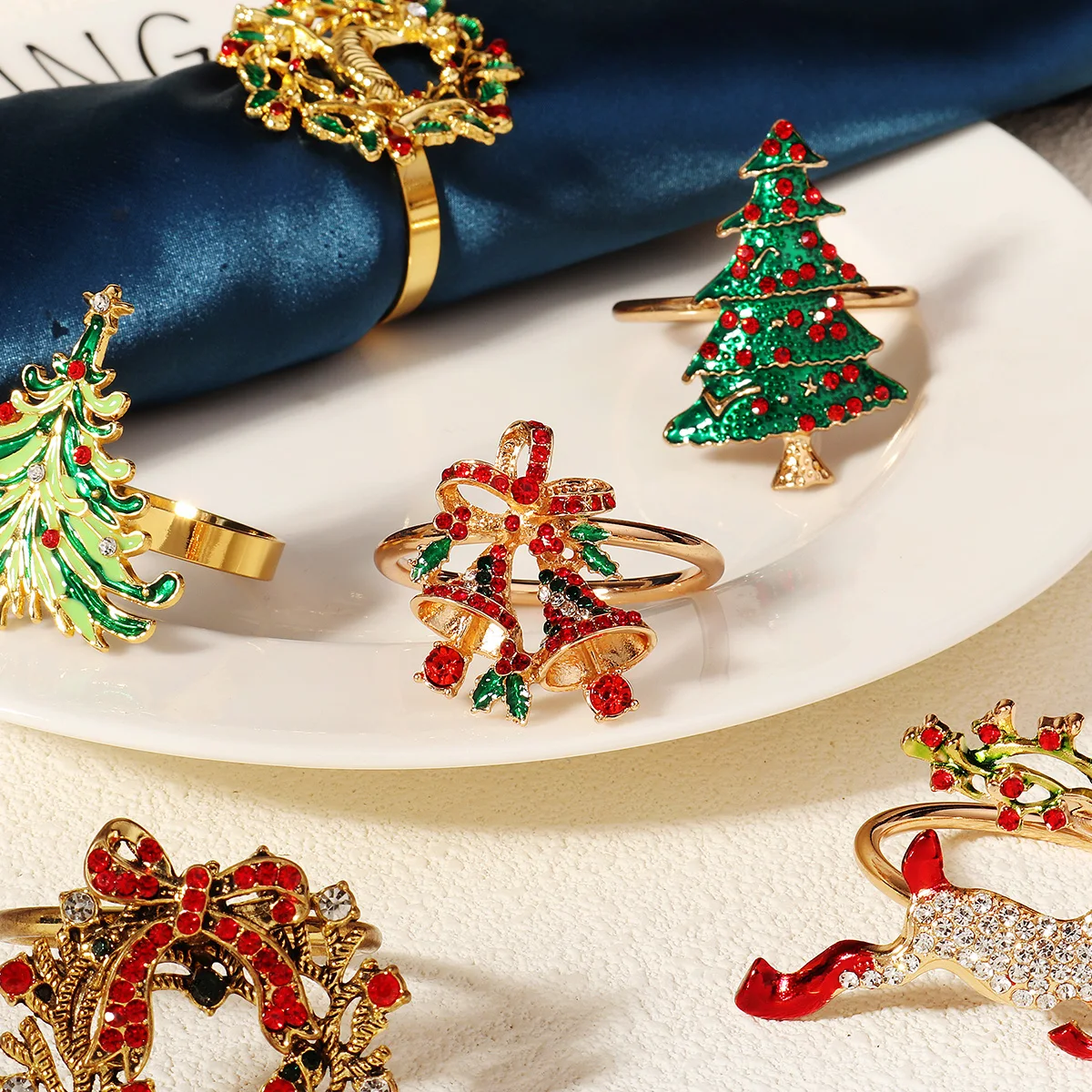 Набор пуговиц для рождественских салфеток-6 шт./компл. стразы из сплава