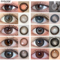 ovolook 2pcspair blue contact lenses natural colored eye lenses with cute cases beauty colored lenses for eyes yearly use