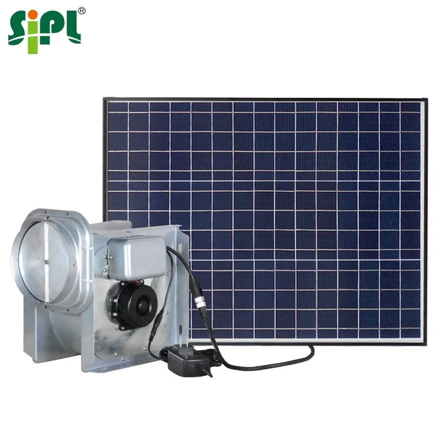 Eco Ventilation Turbine Air Blower 60W 8' Solar Panel AC DC Dual Powered Factory Ceiling Inline Ducted Axial Extractor Attic Fan
