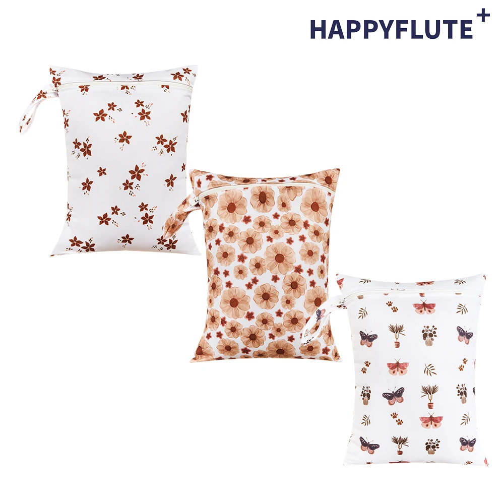 

HappyFlute Exclusive 3PCS/SET Wetbag Zippered Waterproof Reused Diaper Bags Large Capacity