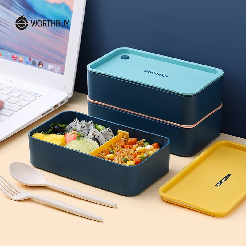 

Portable Lunch Box for Kids School Microwave Plastic Bento Box with Movable Compartments Salad Fruit Food Container Box