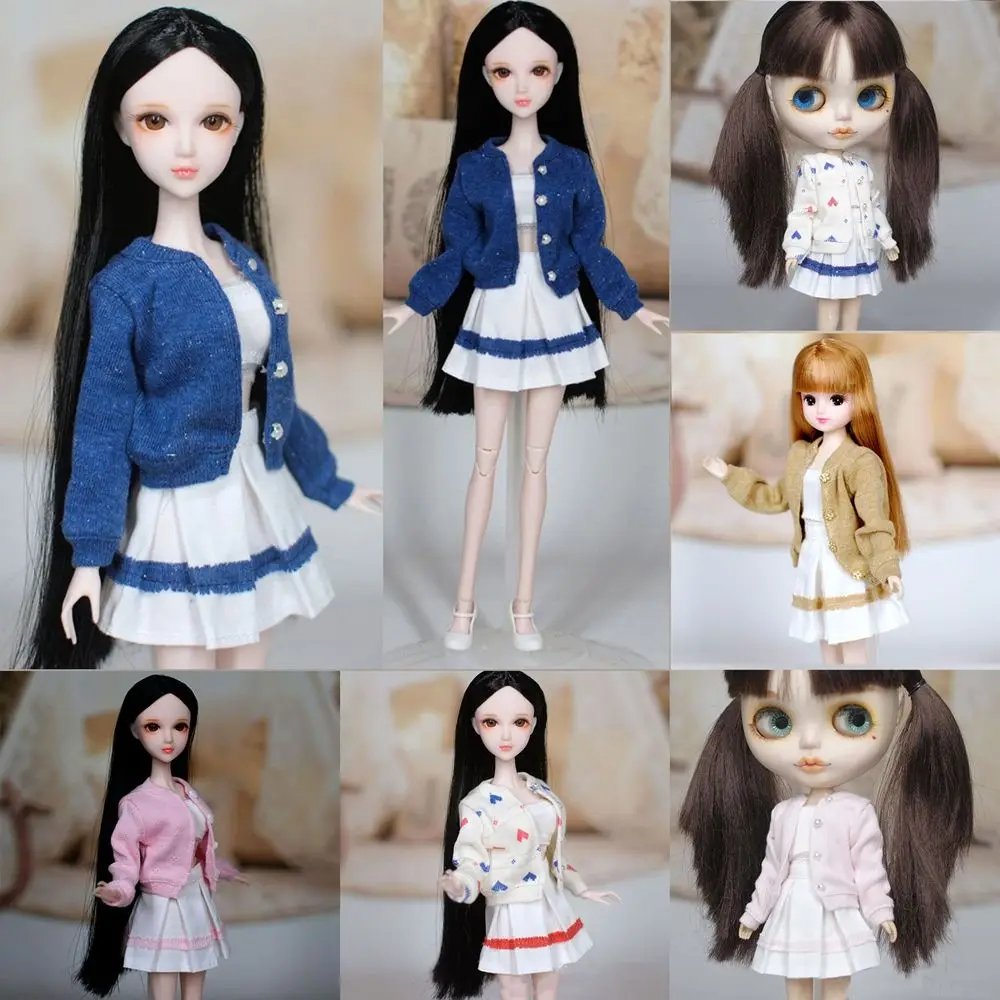 

New Kids DIY Handmade Multicolored Doll Cardigans Mini Knitted Sweater Tops Casual Dress Dressing Clothes