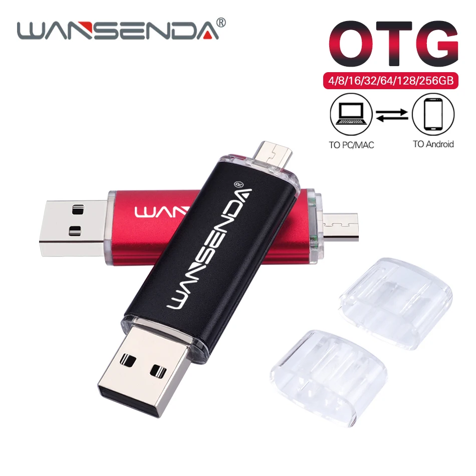 

Флеш-накопитель USB WANSENDA, OTG флешка, 256 ГБ, 128 ГБ, 64 ГБ, 32 ГБ, 16 ГБ, флеш-накопитель 2 в 1, карта памяти для мобильных телефонов Android/ПК
