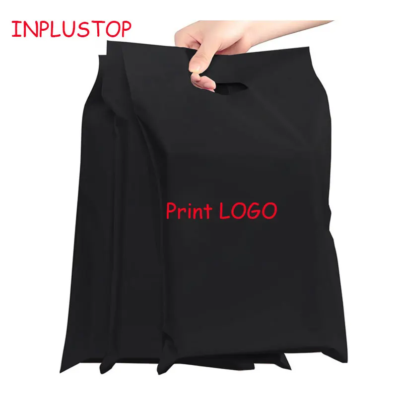50Pcs Express 100% 2DW Biodegradable Shipping Bags Black Clothes Mailing Portable Bag Waterproof  Matte Storage Bags with Handle