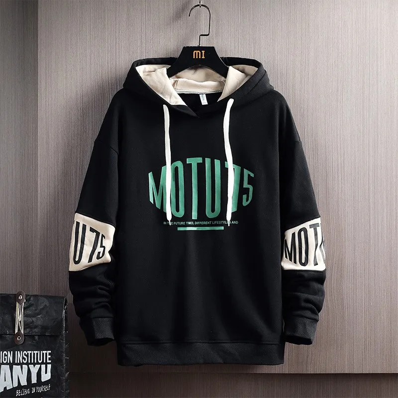 

Мужская толстовка с капюшоном, черная Повседневная Толстовка составного кроя в стиле хип-хоп, уличный пуловер в стиле панк, весна-осень 2022