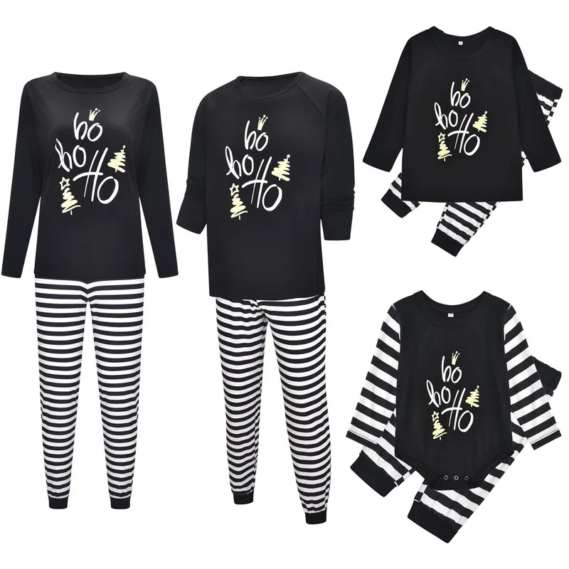 

Christmas Family Pajamas Set Black Letter Pattern Matching Outfits Daddy Mummy and Me Clothing Suit Little Girl Clothes 2022 New