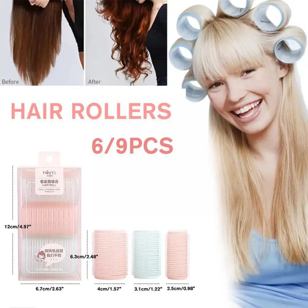 

6/9pcs Jumbo Hair Rollers Self Grip Hook Hair Curlers Salon Hair Volume Styling Heatless Bangs Curlers DIY Tools Dressing H T2W7