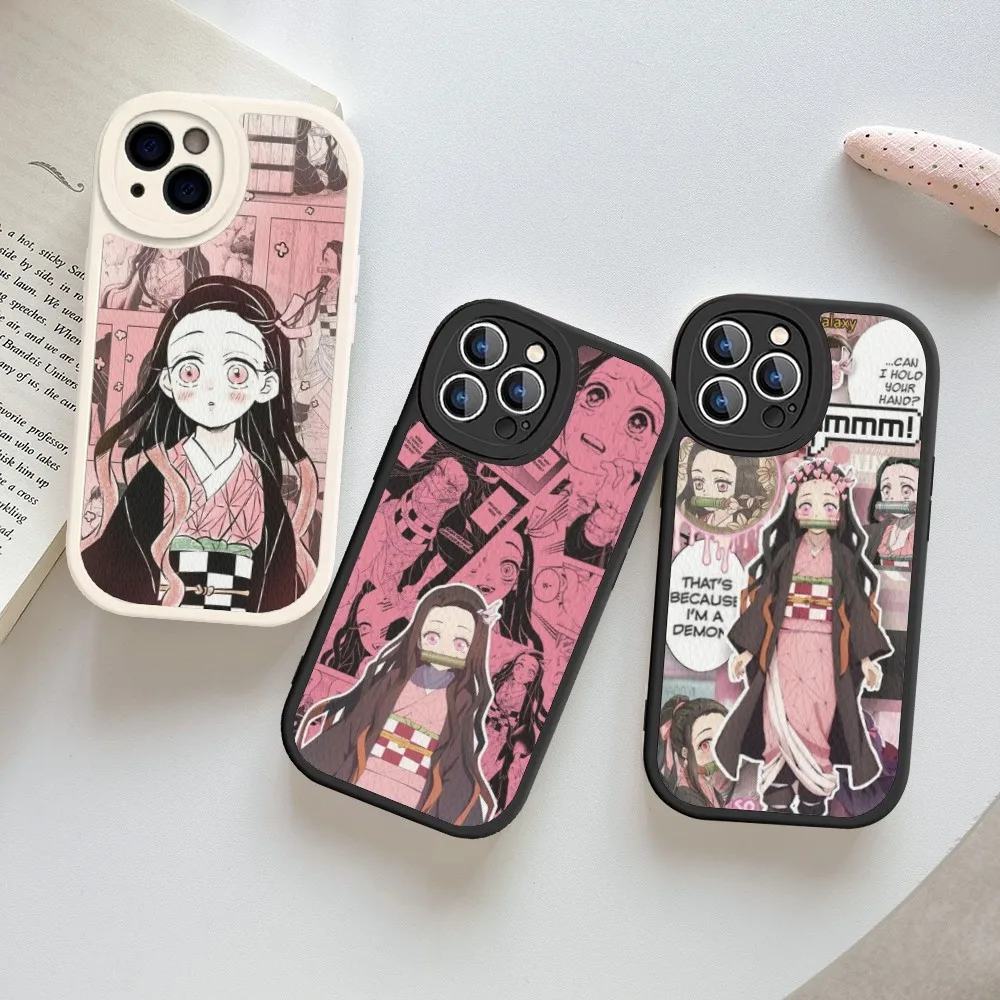 Cute N-Nezuko K-Kamado Phone Case Hard Leather For IPhone 16 15 14 13 12 Mini 11 Pro Max Xs X Xr 7 8 Plus Fundas