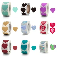 100 500pcs round bronzing heart gift seal label adhesive kraft seal sticker baking decorations for home cute handmade sticker