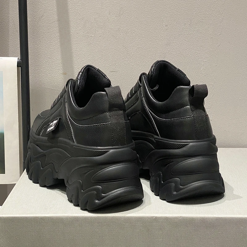 White Black Chunky Sneakers Women Spring Autumn Thick Bottom Dad Shoes Woman Fashion PU Leather Platform Sneakers Ladies