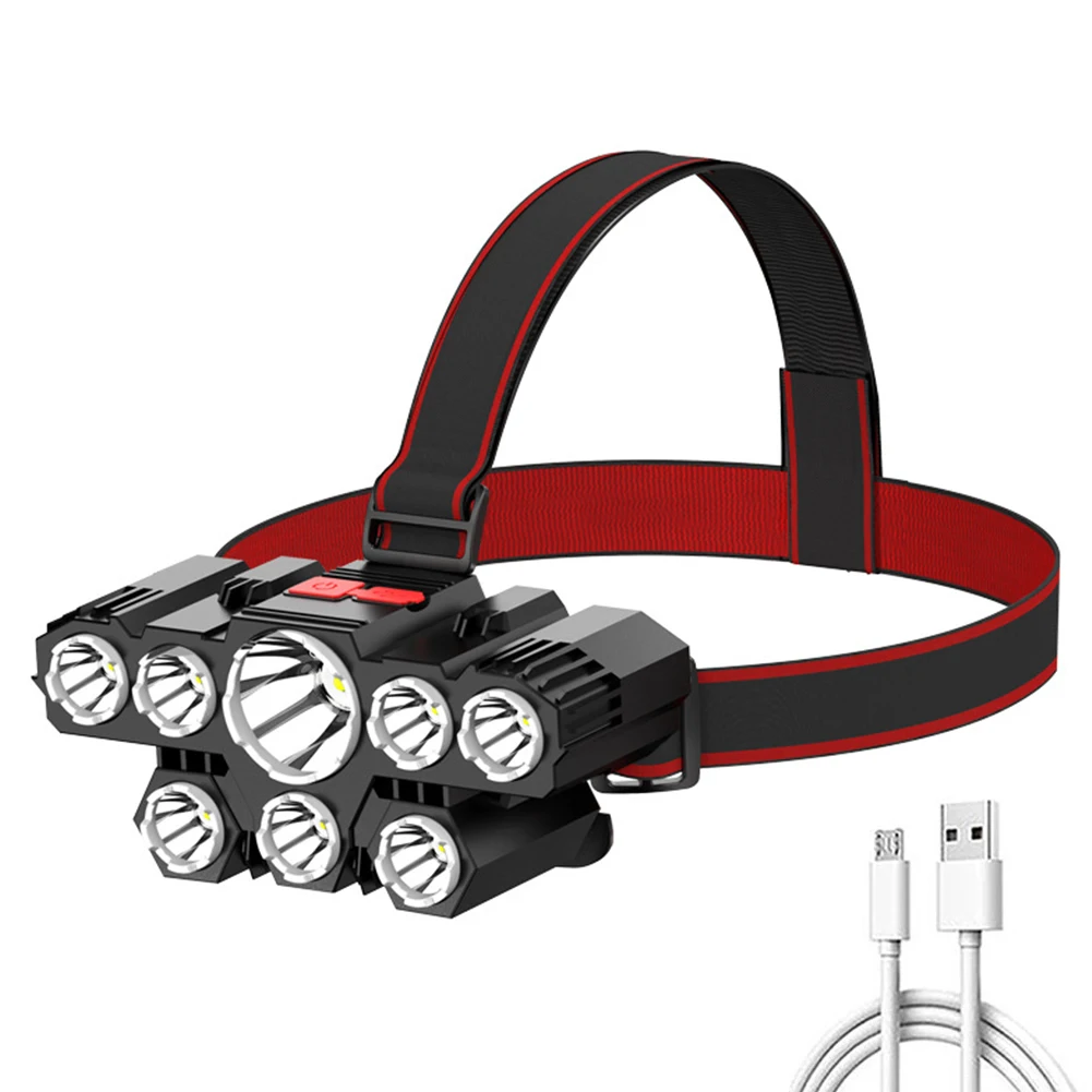 

8LED Headlamp 1200mAh Rechargeable Outdoor Hiking Camping Running Work Lamp
