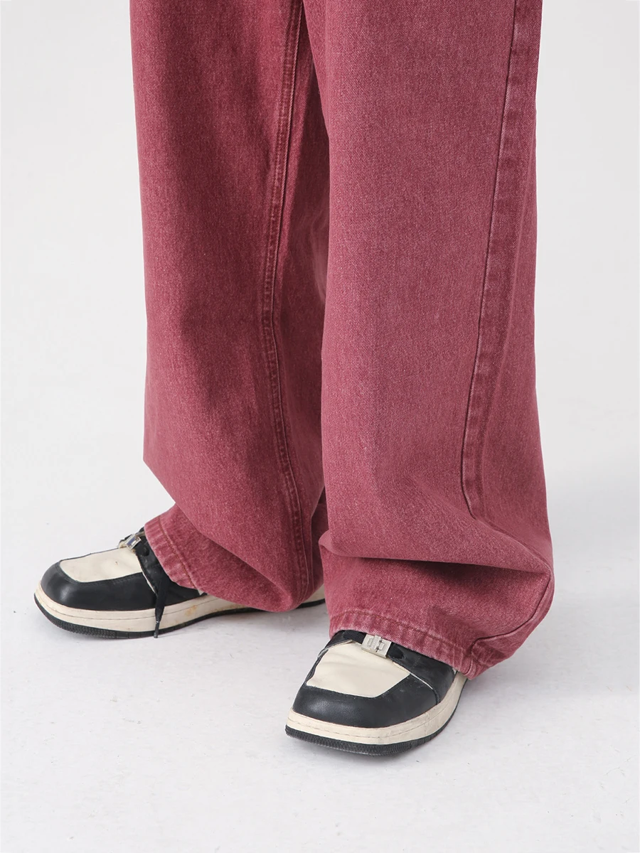 Four Seasons European and American Rumors Street Retro Trend Straight Jeans Men Loose Multi-bag Design Wide-leg Casual Trousers