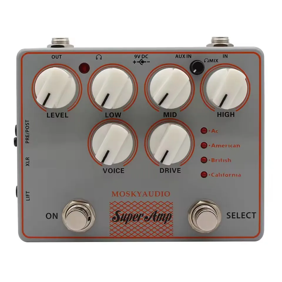Фото Mosky 4 AMP IN ONE Усилитель, педаль симулятора динамика для электрогитары с низким/средним/высоким контролем, SUPER AMP №1