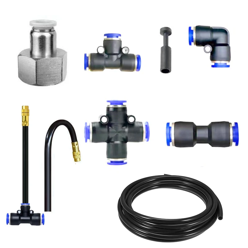 Свободная гибка, желтая медная туманообразующая насадка, универсальная Распылительная насадка 8 мм, Прямой зажим, соединительный элемент для сада