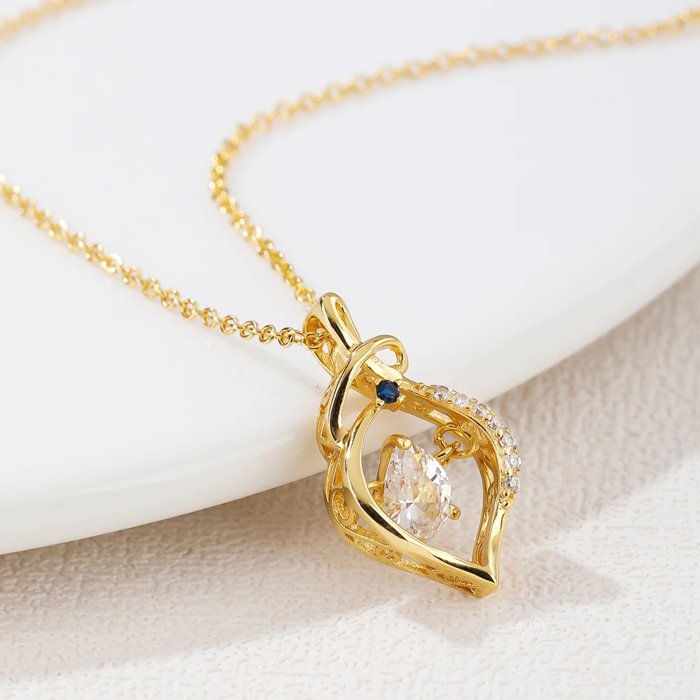 

Fashion Necklace 14K Gold Plated Jewelry Water Drop Shape Zircon Gemstone Pendant for Women Wedding Party Gift Accessories Whole