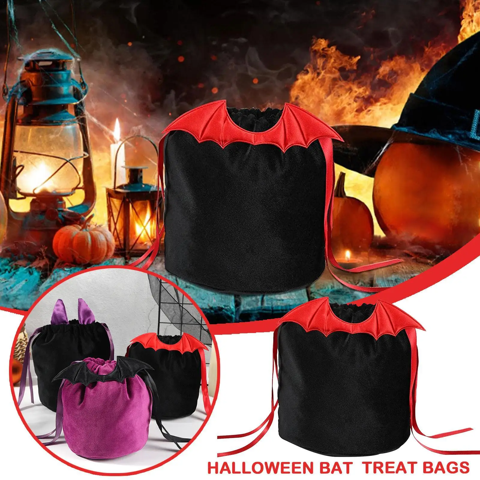 

15 шт., бархатные пакеты с летучими мышами для Хэллоуина
