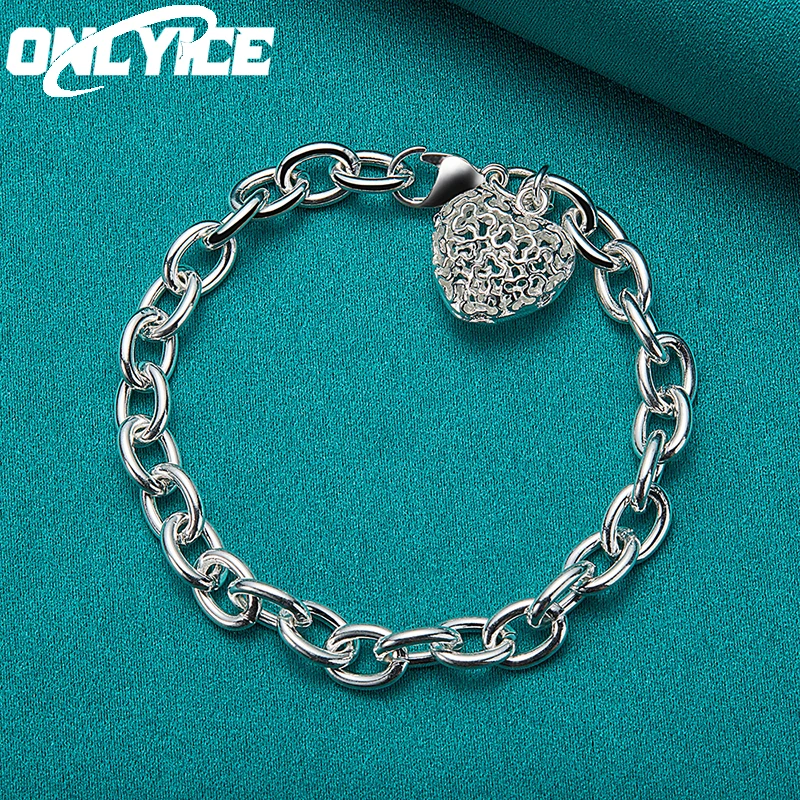 

Fine 925 Sterling Silver Bracelet Chain Hollow Heart Pendant For Women Charm Wedding Fashion Wild Party Jewelry Christmas Gifts