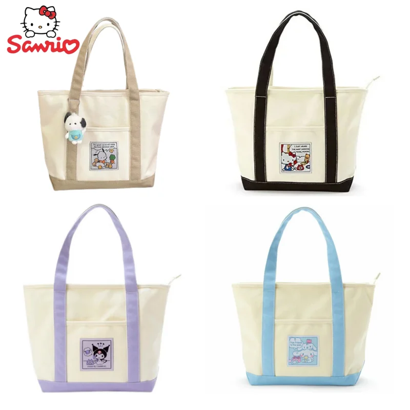 

Sanrio Anime Peripheral Kawaii Cartoon Cute Kulomi Kitty Cat Cinnamon Roll Tote Bag Creative Canvas Shoulder Bag Gift Wholesale