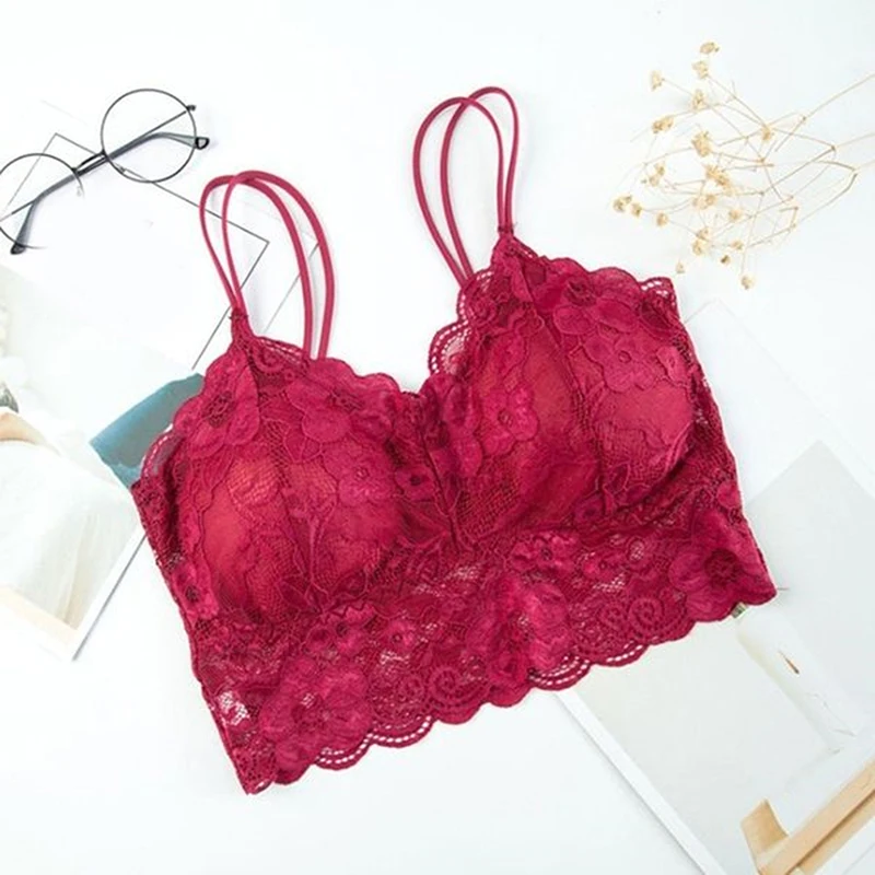 

Fashion Casual Women Lady Lace Strap Bras Tops Tube Chest Wrap Bandeau Underwear Black Bralette Underwear Lingerie Full CuP