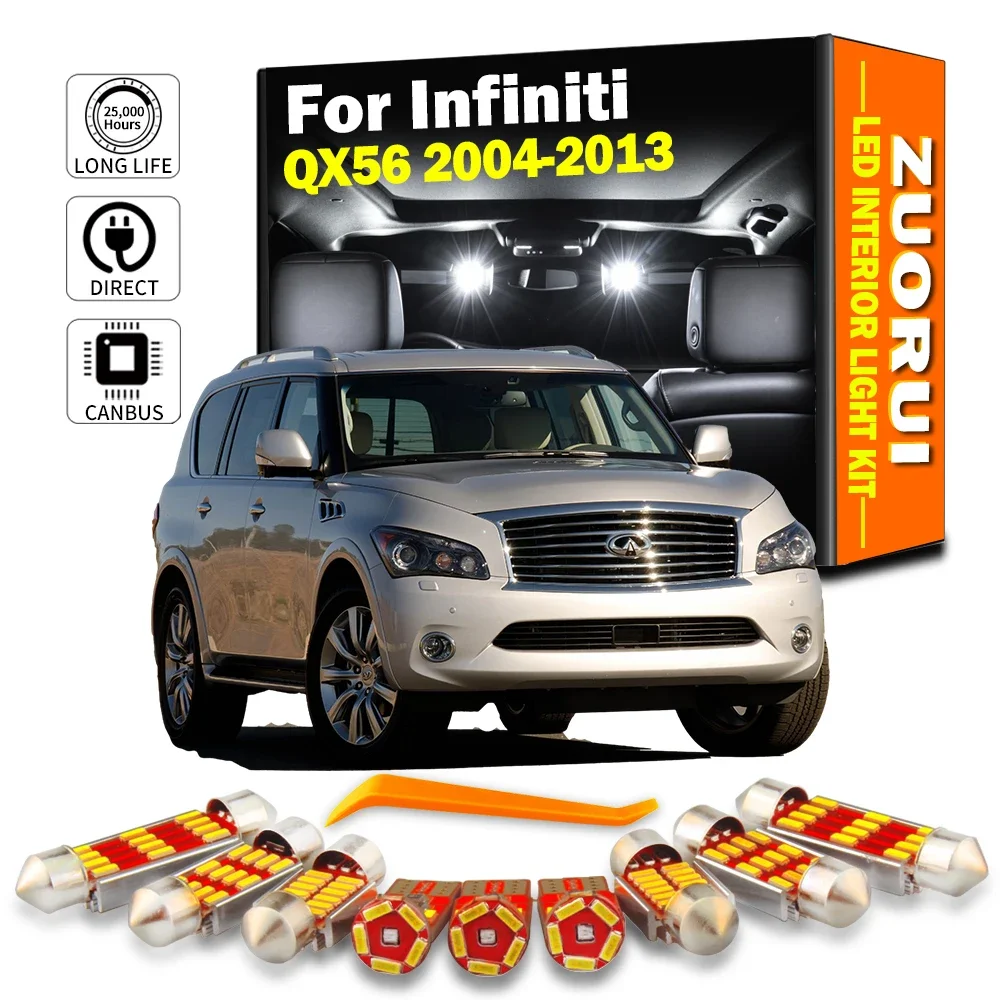 ZUORUI Canbus светодиодный комплект внутреннего зеркала с картой купола для Infiniti QX56