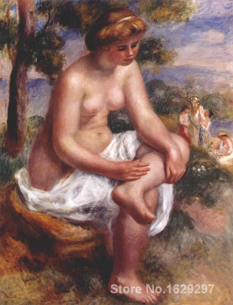 

oil reproductions canvas Nude Woman Seated bather in a landscape by Pierre Auguste Renoir art Hand-painted High quality