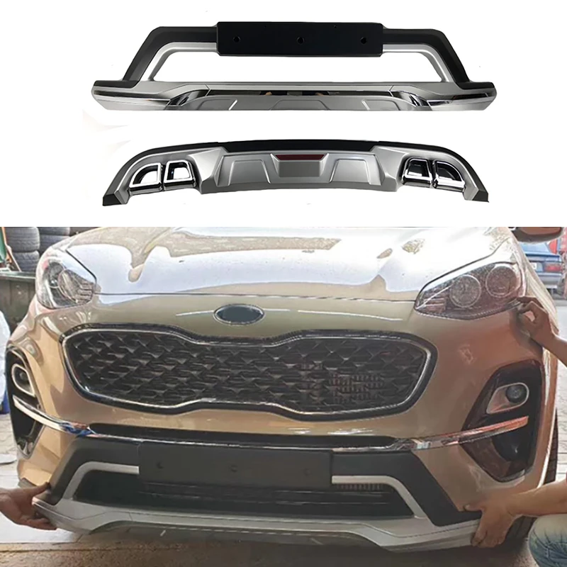 

Подходит для KIA Sportage 2019 2020 комплект для переднего и заднего бампера автомобиля, защитная крышка, защита горла, внешняя часть