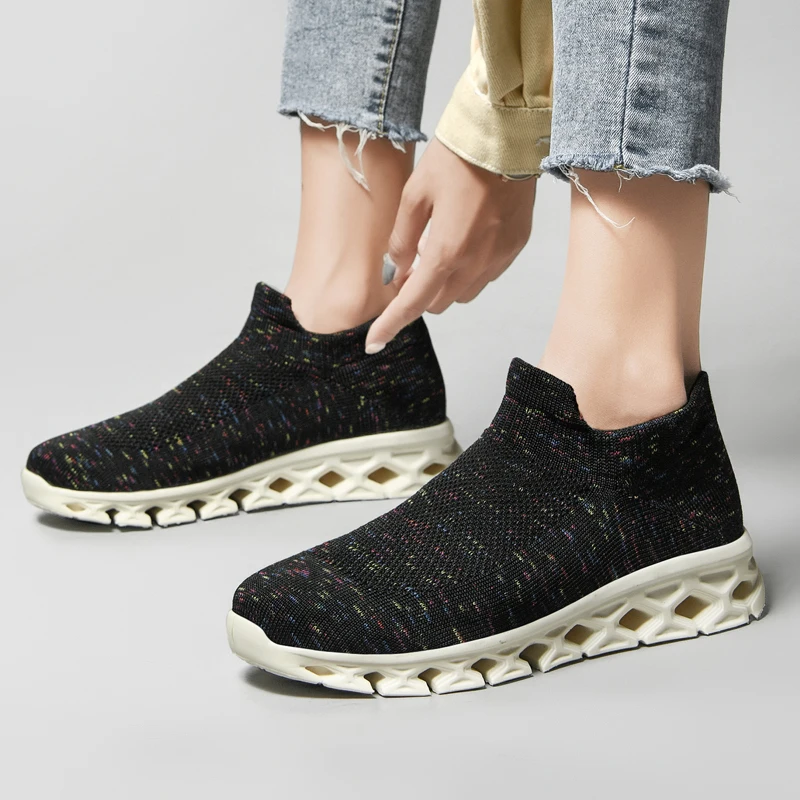 Slip-on Couple Walking Shoes Women's Outdoor Casual Breathable Sneakers Men's Sneakers Slip-On Socks Free Shipping