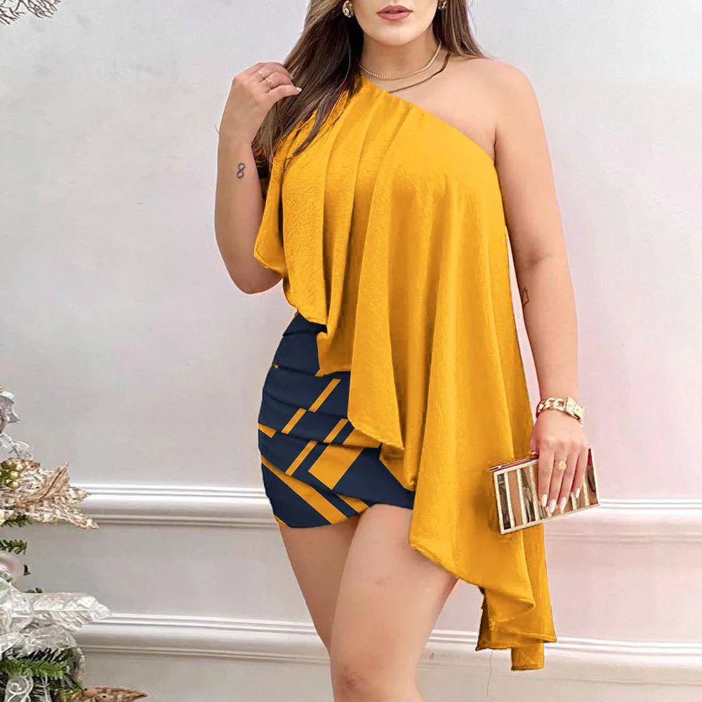 

Женское однотонное платье с оборками, элегантное приталенное платье с диагональным вырезом, весна 2023