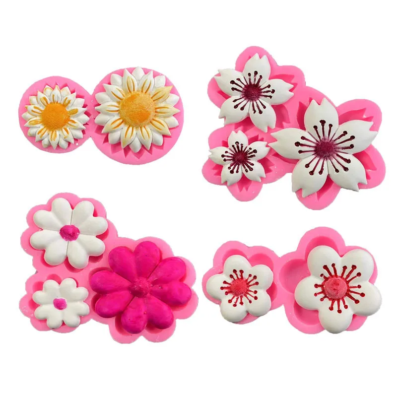

Plum Chrysanthemum Sunflower Silicone Mold Fondant Biscuit Candy Chocolate Mould Epoxy Resin Molds DIY Homemade Cake Decorate